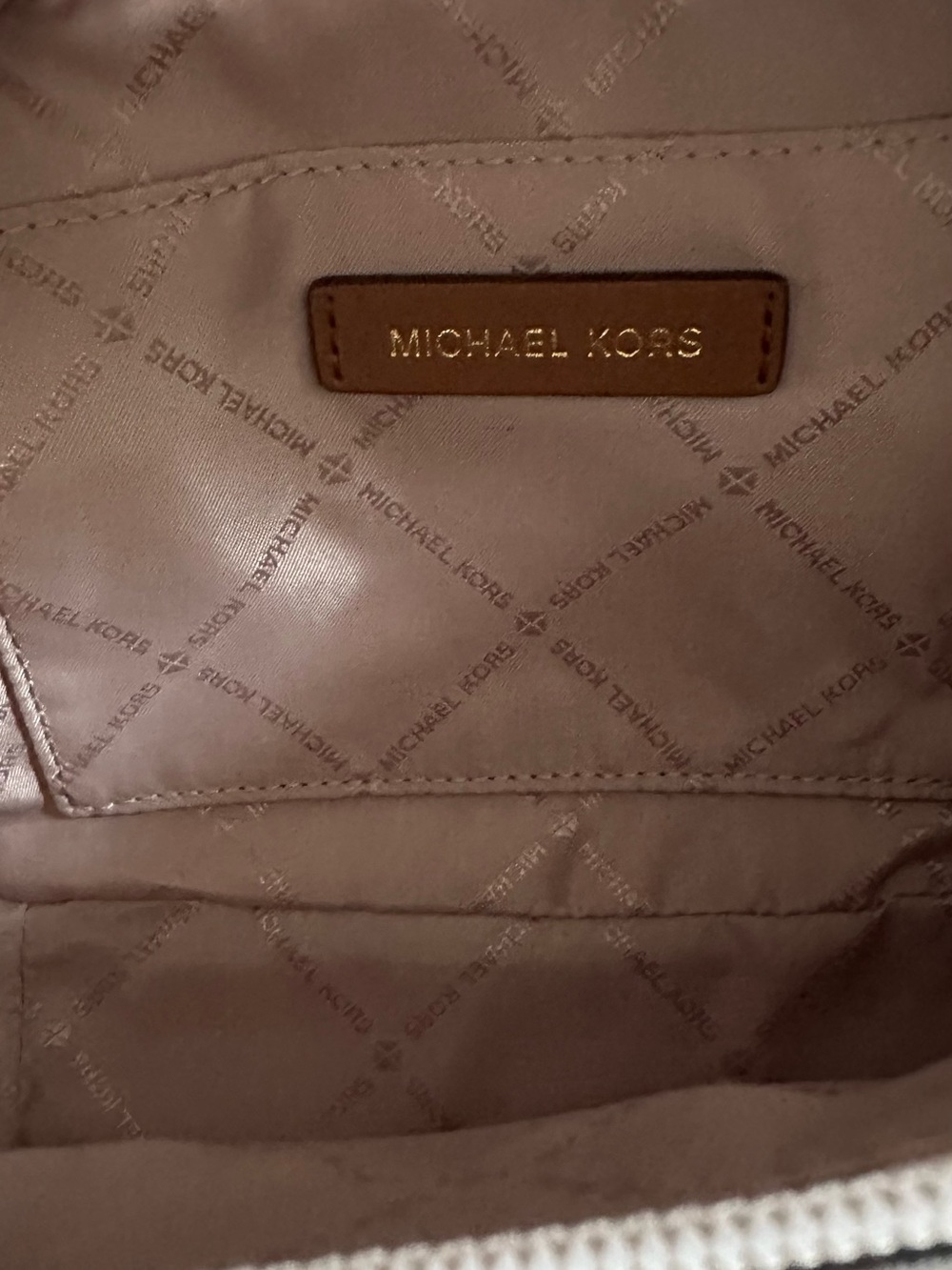 Michael Kors Cream MK Logo Belt Bag with Brown Trim and Gold Hardware - Picture 4 of 7